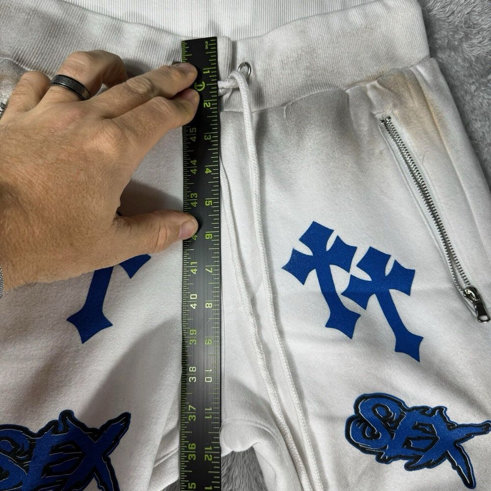 Rockstar Original Sweat Suit Mens S White Hoodie Pants Cross Spray Paint Retro - Picture 5 of 16